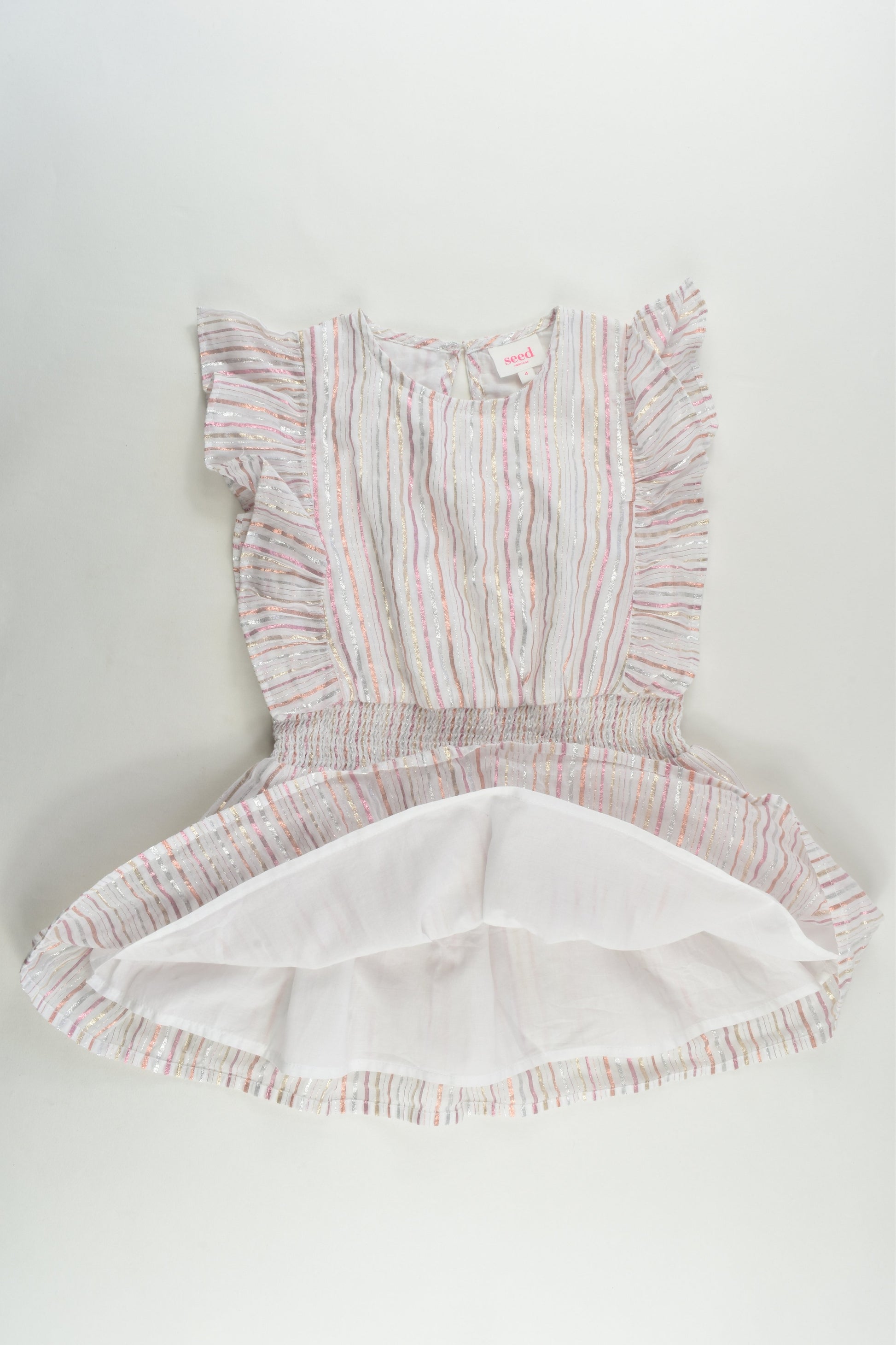 Seed Heritage Size 4 Metallic Stripes Dress