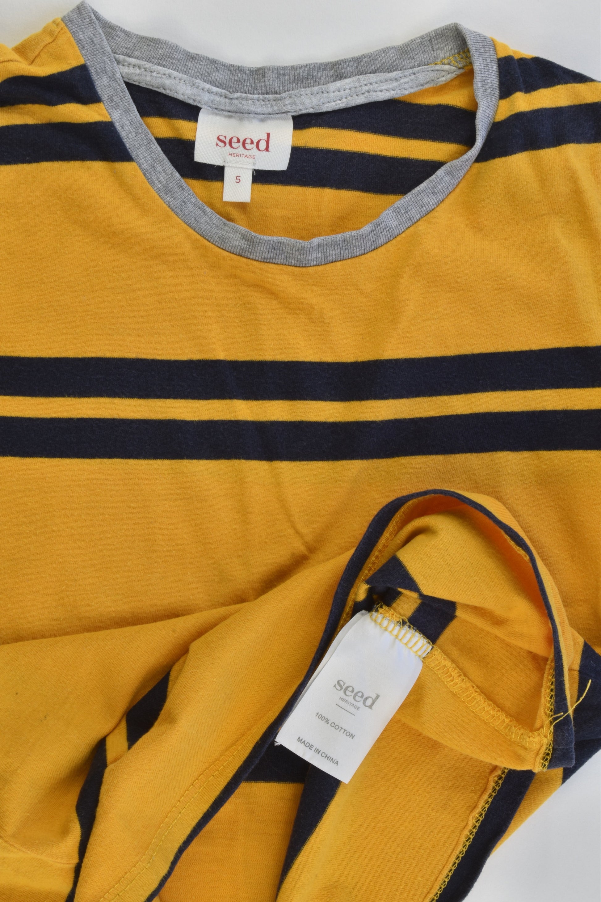 Seed Heritage Size 5 Mustard Striped T-shirt