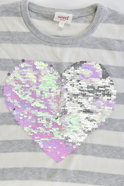 Seed Heritage Size 7 Reversible Sequins Love Heart Knitted Jumper