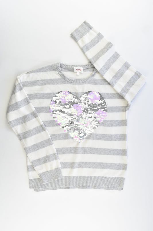 Seed Heritage Size 7 Reversible Sequins Love Heart Knitted Jumper