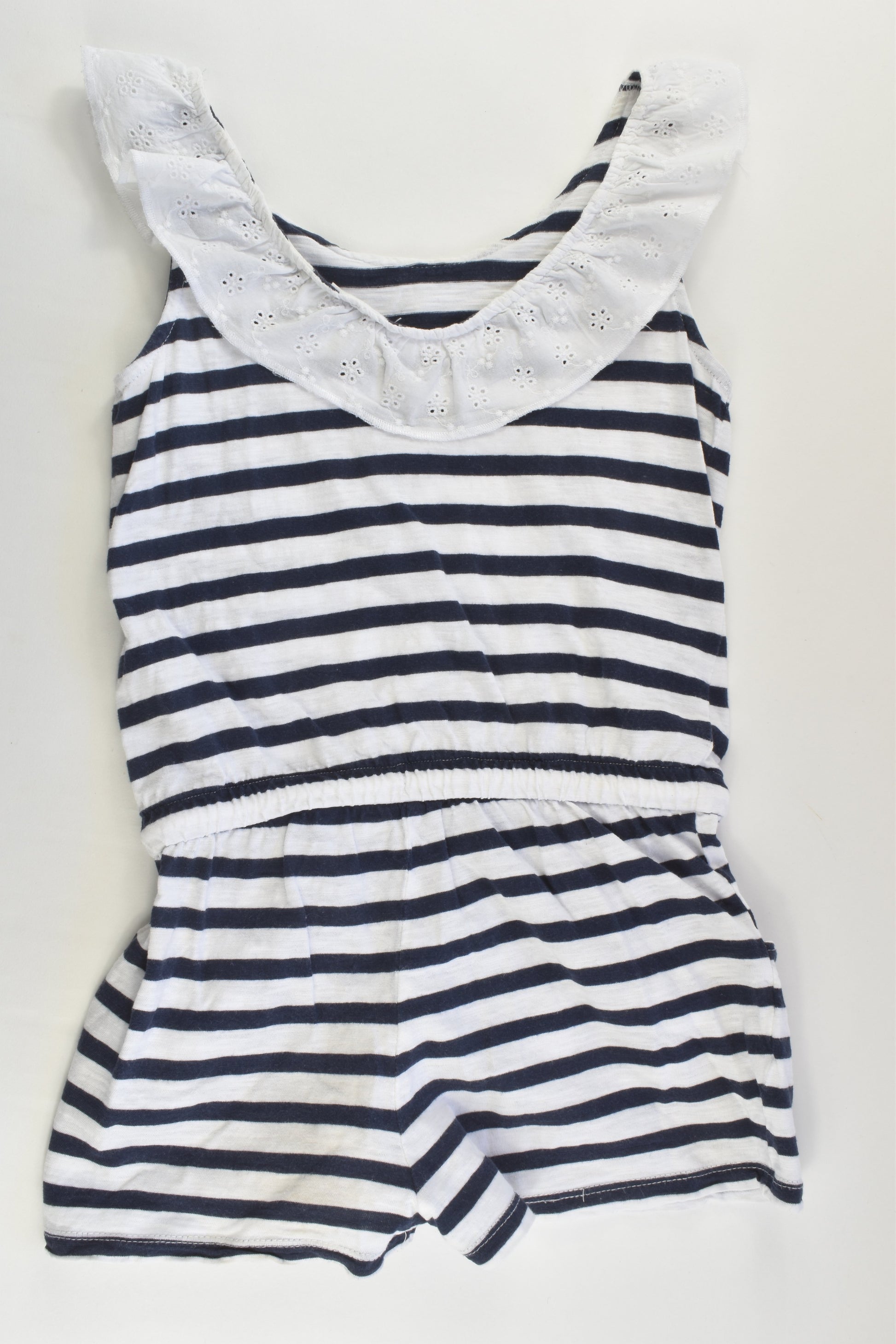 Seed Heritage Size 7 Striped Playsuit with Lace Collar