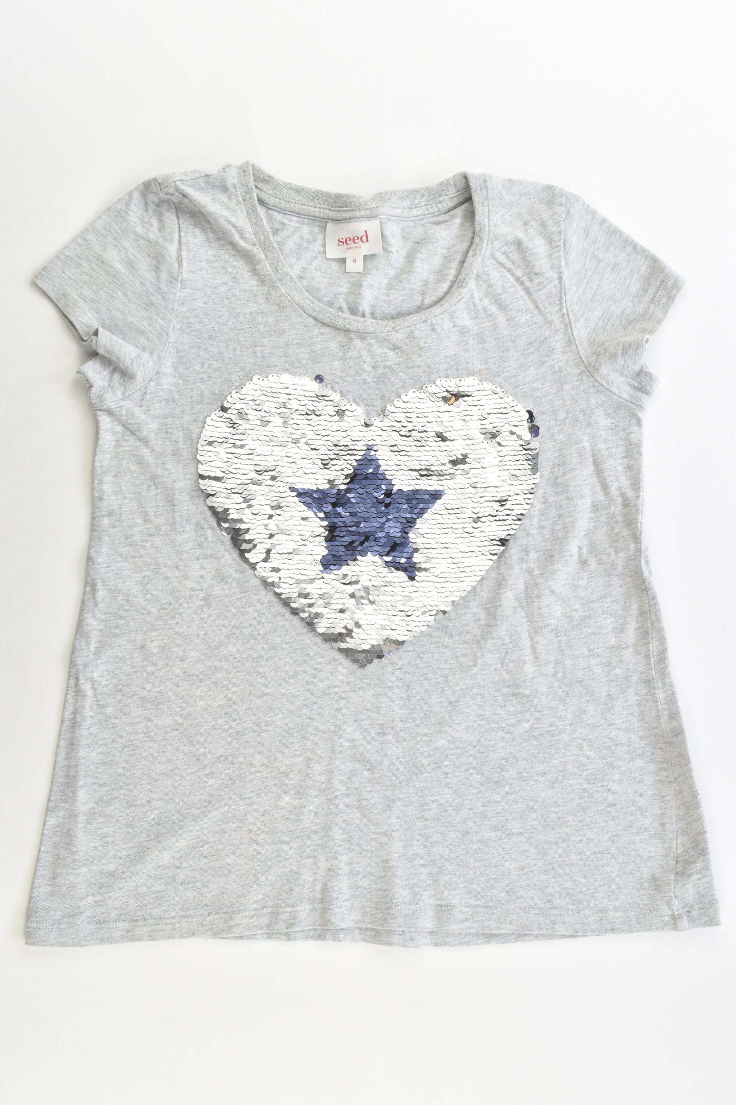 Seed Heritage Size 8 Reversible Sequins Love Heart T-shirt
