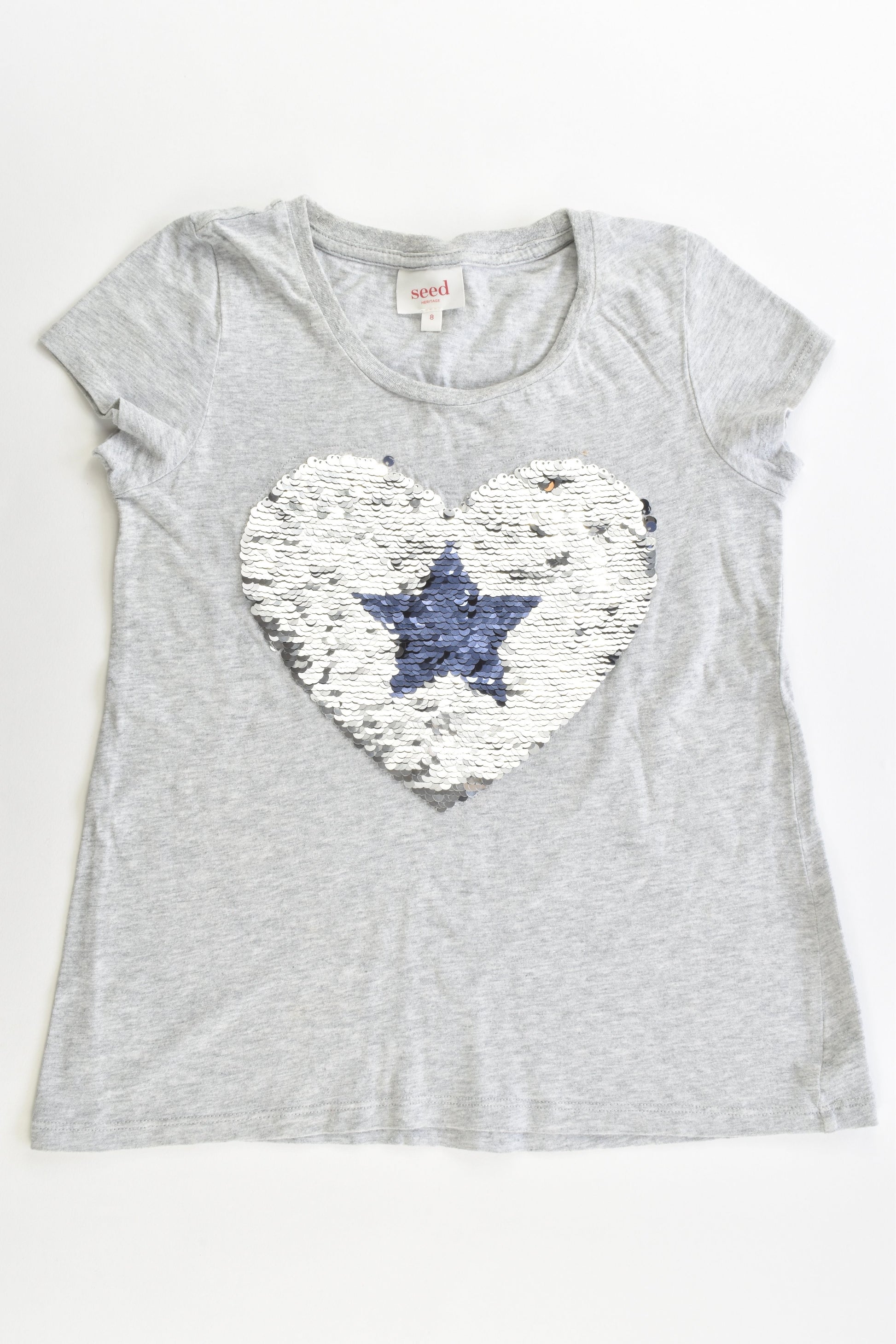 Seed Heritage Size 8 Reversible Sequins Love Heart T-shirt
