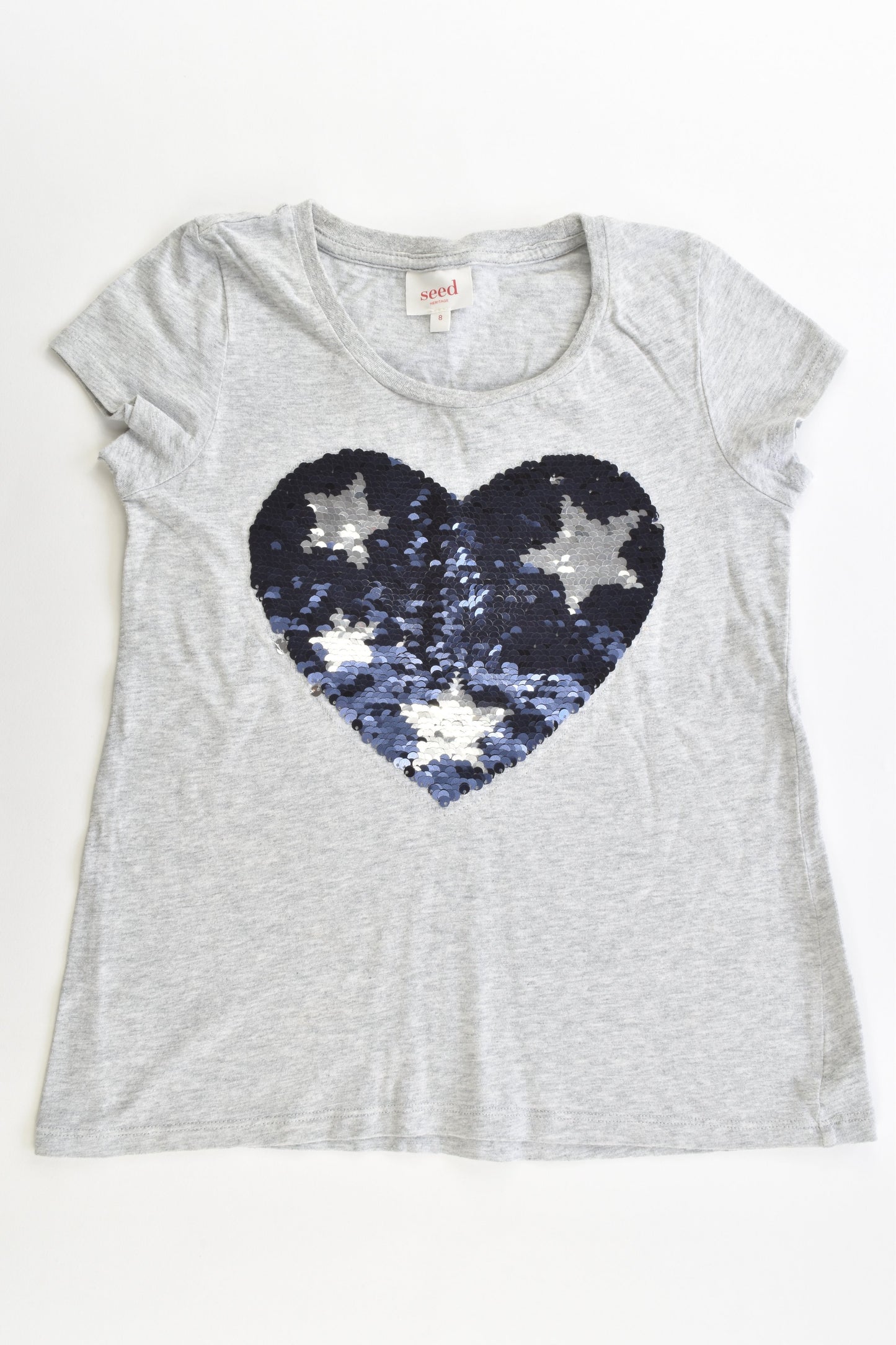 Seed Heritage Size 8 Reversible Sequins Love Heart T-shirt