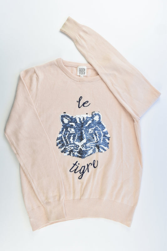Seed Teen Size 8 Tiger Reversible Sequins Knitted Jumper