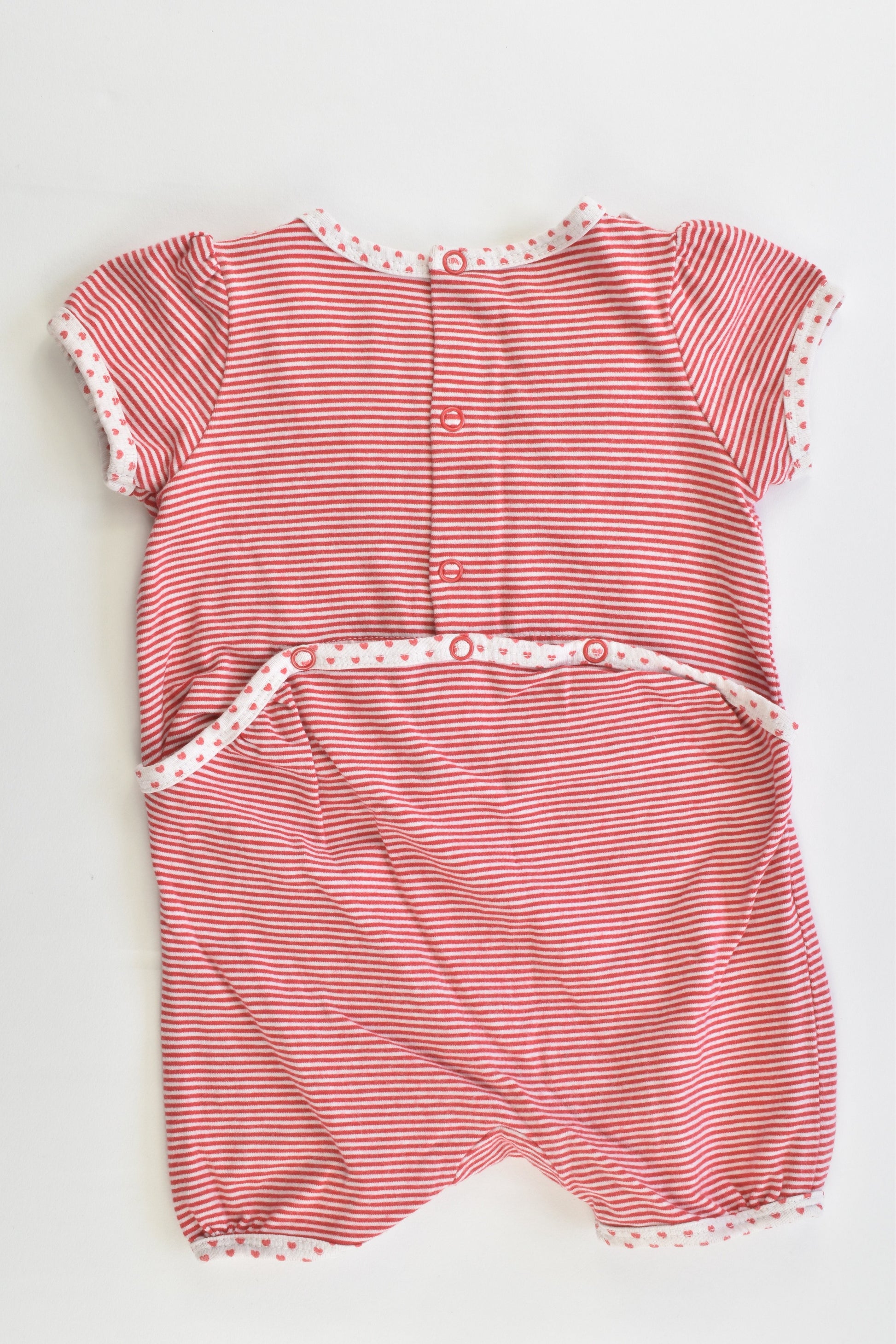 Sergent Major (France) Size 00 (6 months, 67 cm) Stripes and Love Hearts Ruffle Romper