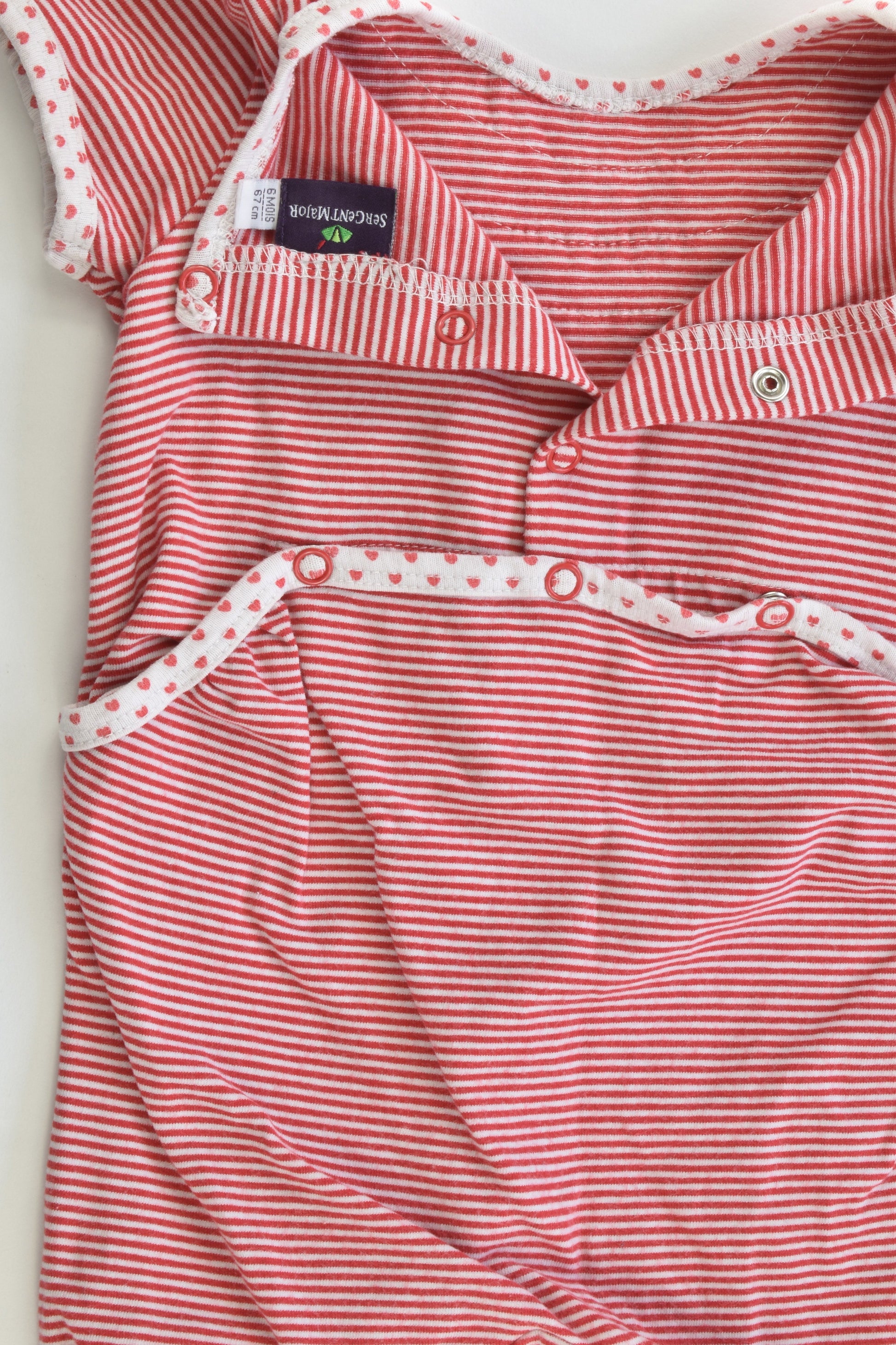 Sergent Major (France) Size 00 (6 months, 67 cm) Stripes and Love Hearts Ruffle Romper