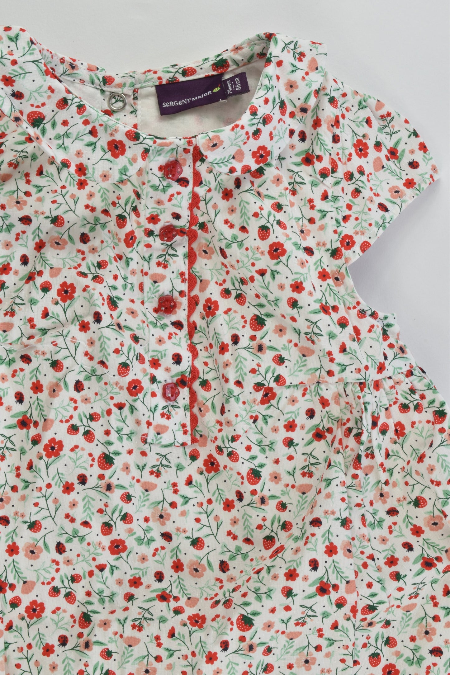 Sergent Major (France) Size 1 (24 months, 86 cm) Strawberries Lined Dress