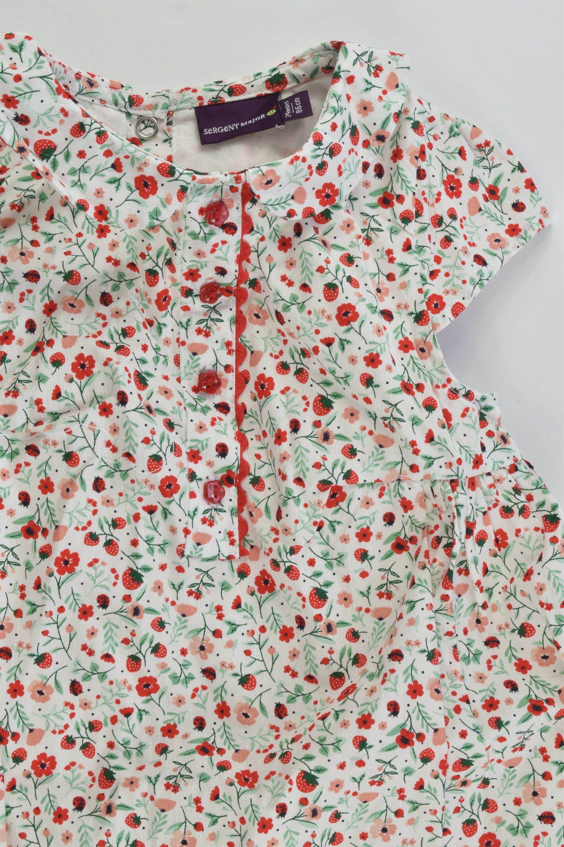 Sergent Major (France) Size 1 (24 months, 86 cm) Strawberries Lined Dress