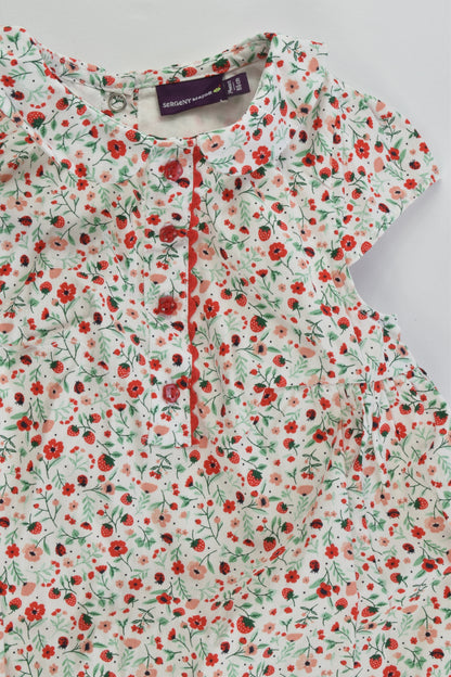 Sergent Major (France) Size 1 (24 months, 86 cm) Strawberries Lined Dress