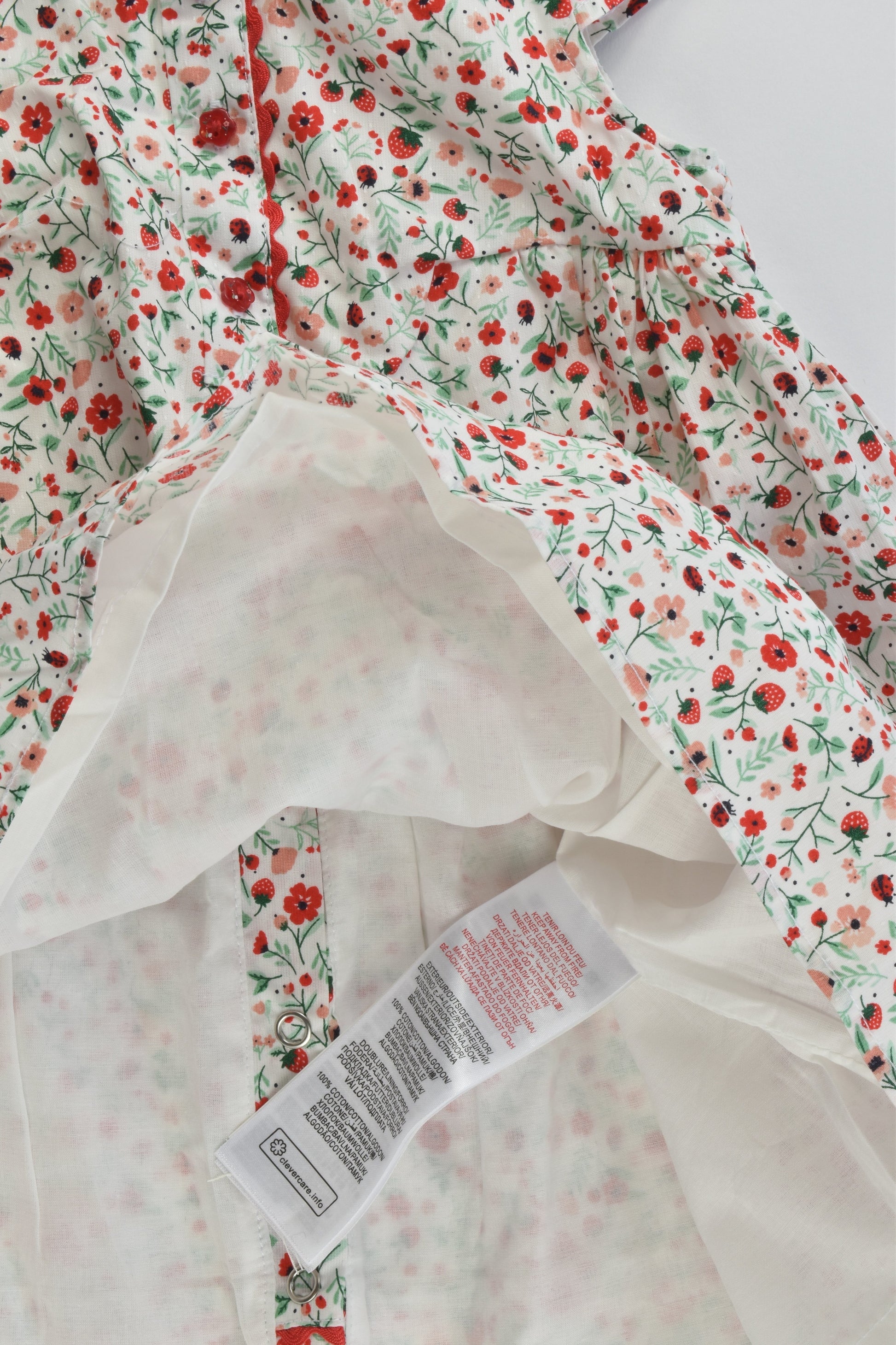 Sergent Major (France) Size 1 (24 months, 86 cm) Strawberries Lined Dress
