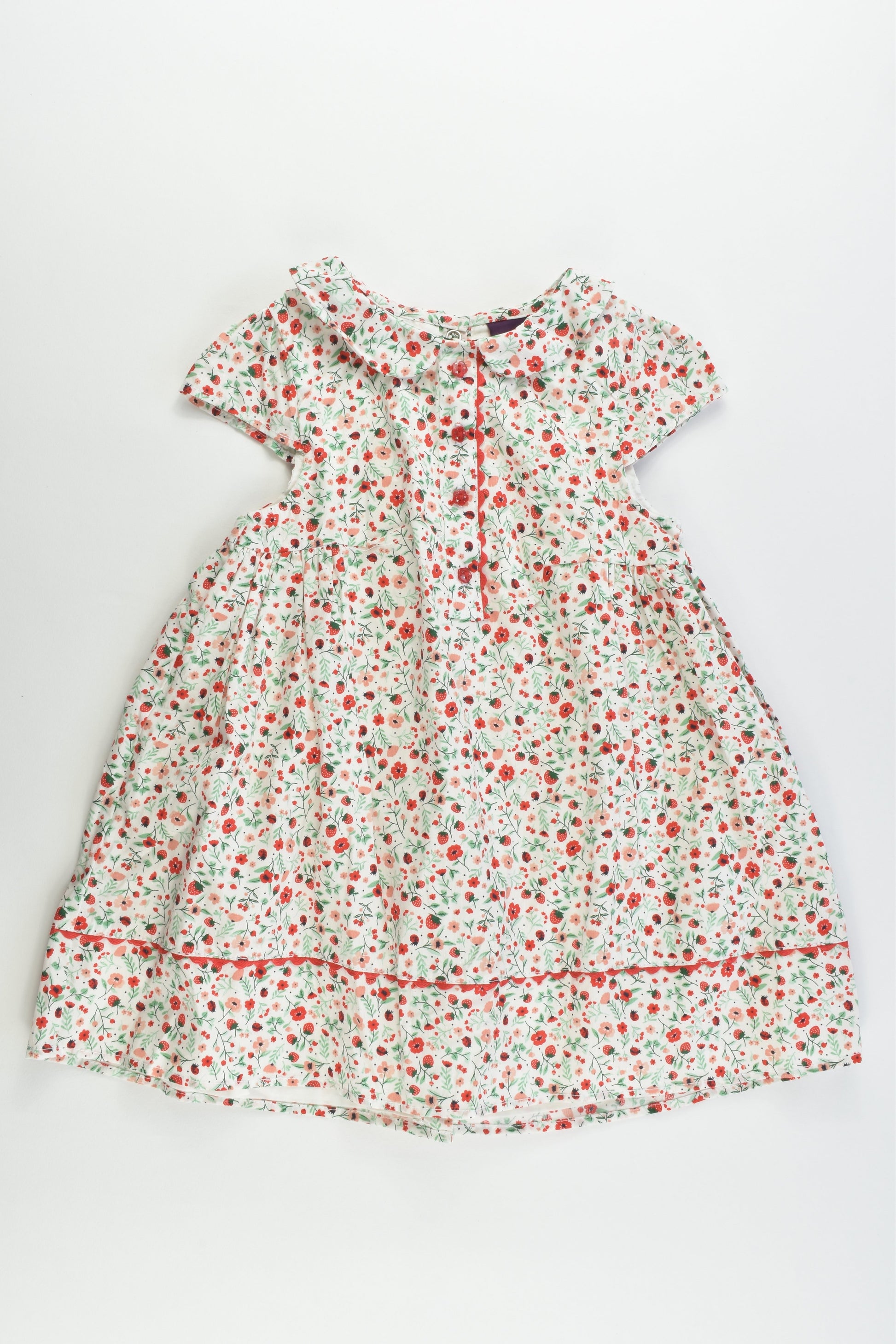 Sergent Major (France) Size 1 (24 months, 86 cm) Strawberries Lined Dress