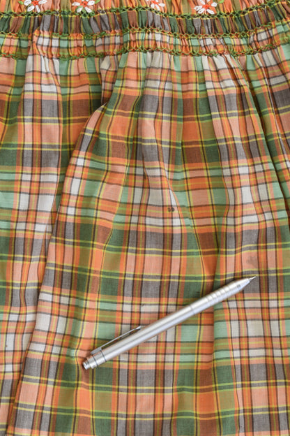 Size approx 2-3 Vintage Checked Smocked Dress