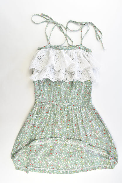 Small Rainbow Size approx 8-10 Floral Lace Ruffle Dress