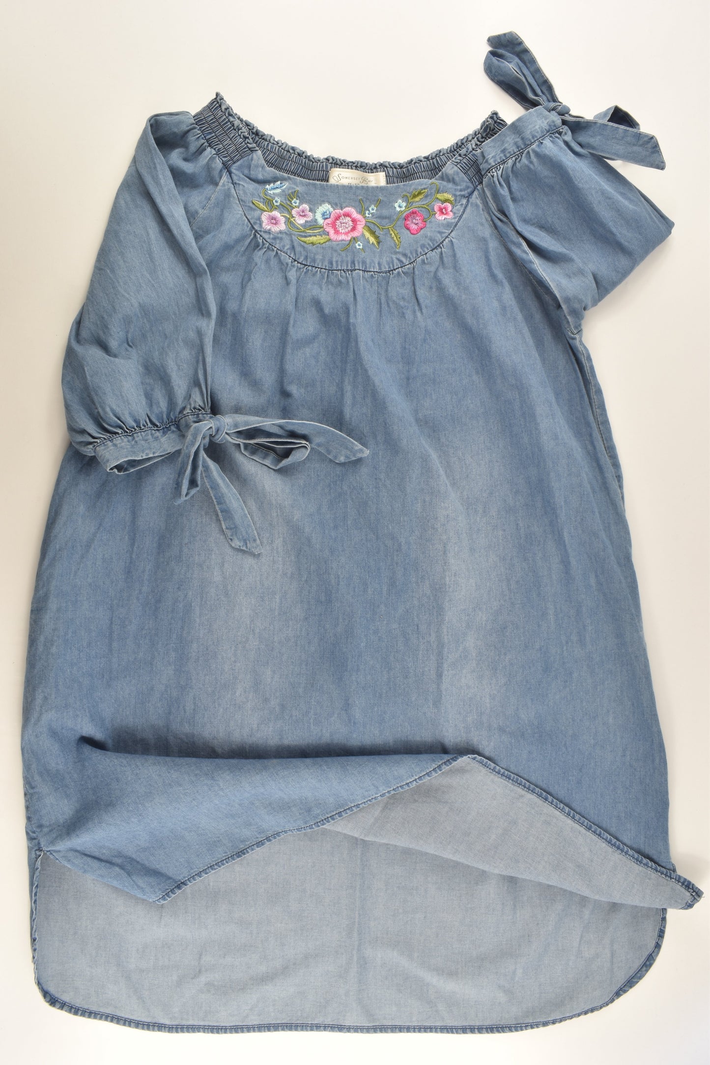 Somerset Bay Size 11-12 Lightweight Denim Dress with Floral Embroidery