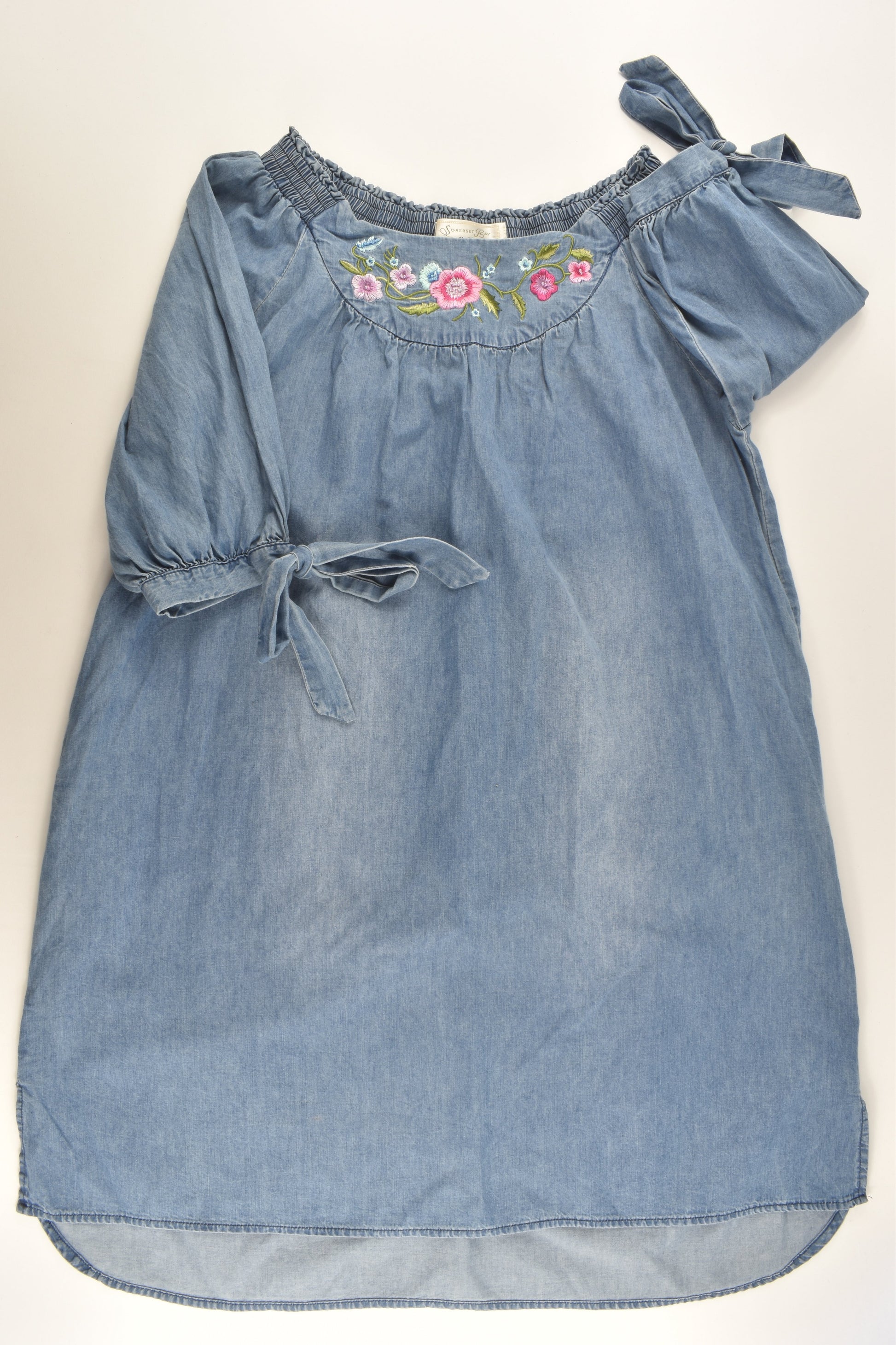 Somerset Bay Size 11-12 Lightweight Denim Dress with Floral Embroidery