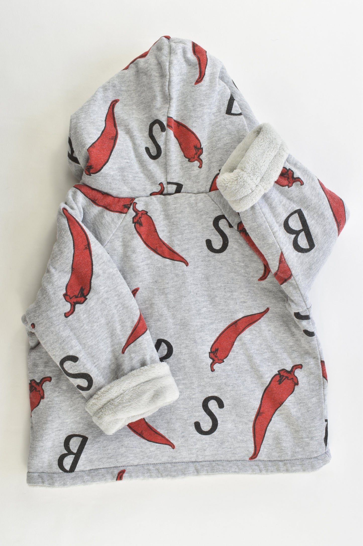 SOOKIbaby Size 1 Warm Reversible Chilli/Fluffy Hooded Jumper