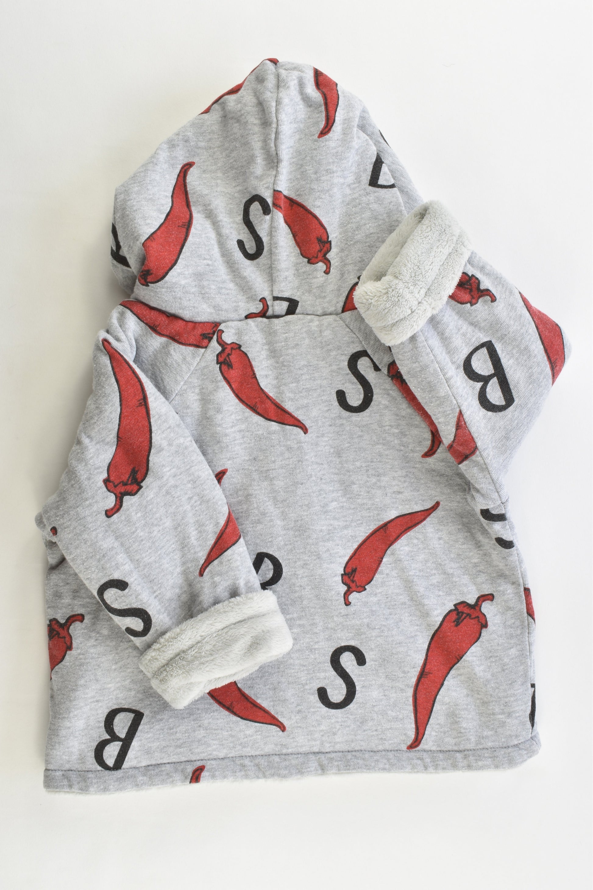 SOOKIbaby Size 1 Warm Reversible Chilli/Fluffy Hooded Jumper