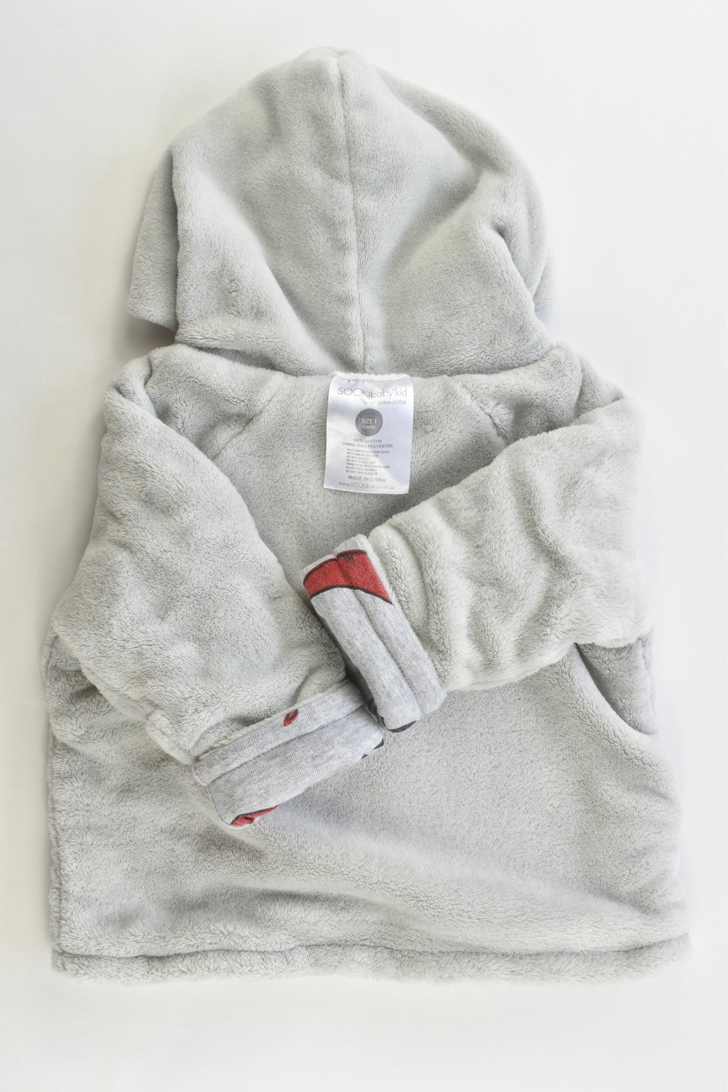 SOOKIbaby Size 1 Warm Reversible Chilli/Fluffy Hooded Jumper