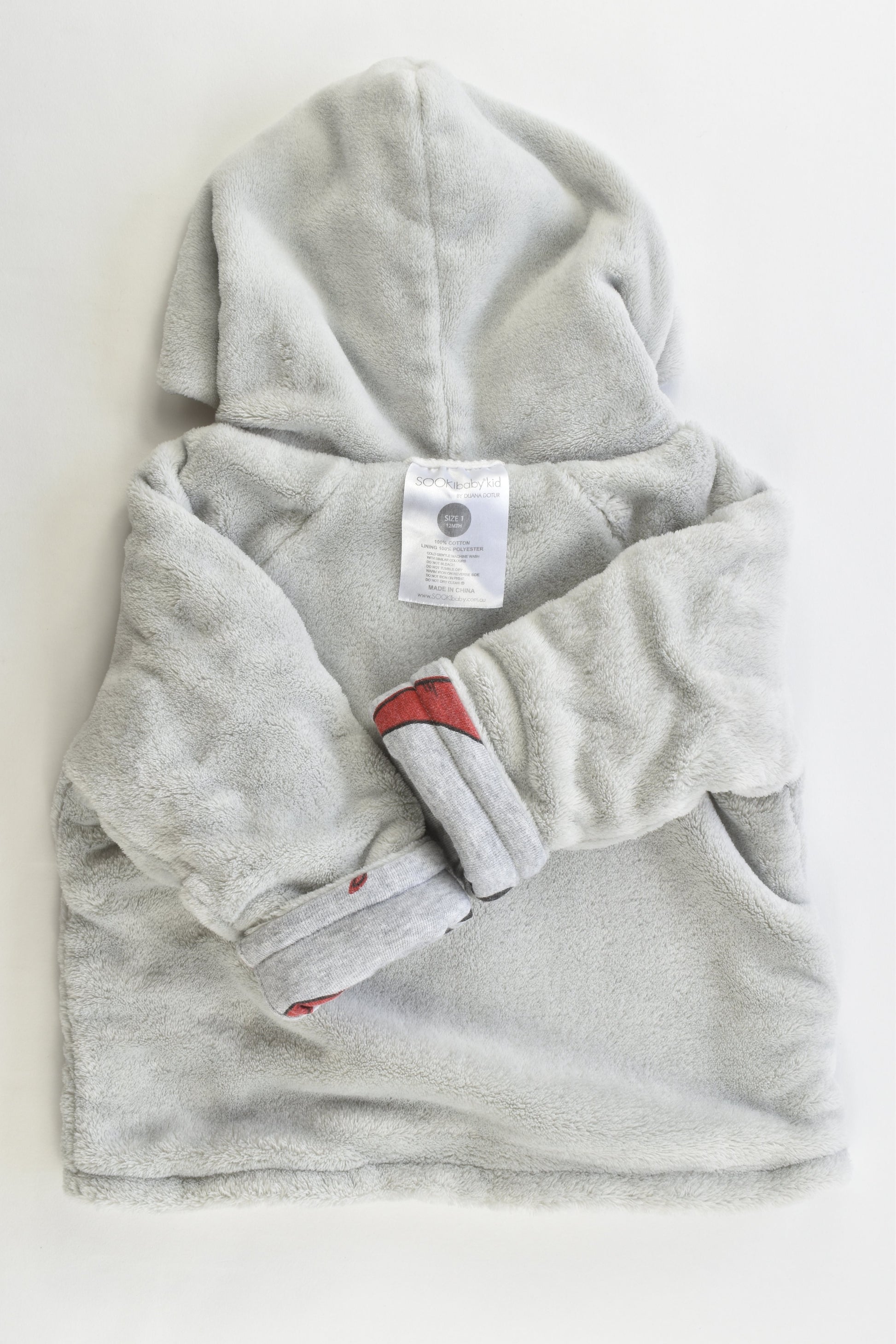 SOOKIbaby Size 1 Warm Reversible Chilli/Fluffy Hooded Jumper