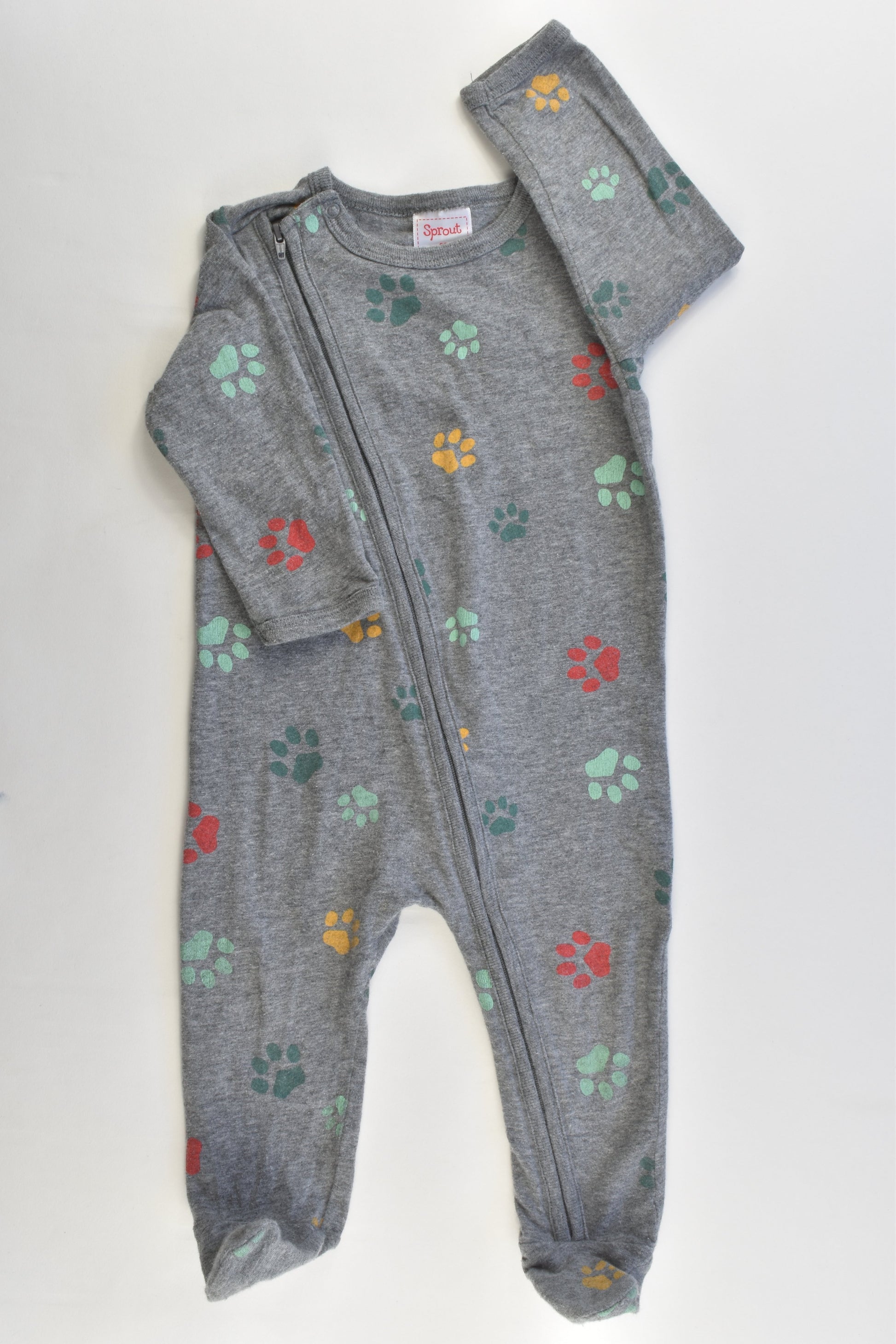 Sprout Size 00 (3-6 months) Animal Footprints Footed Romper