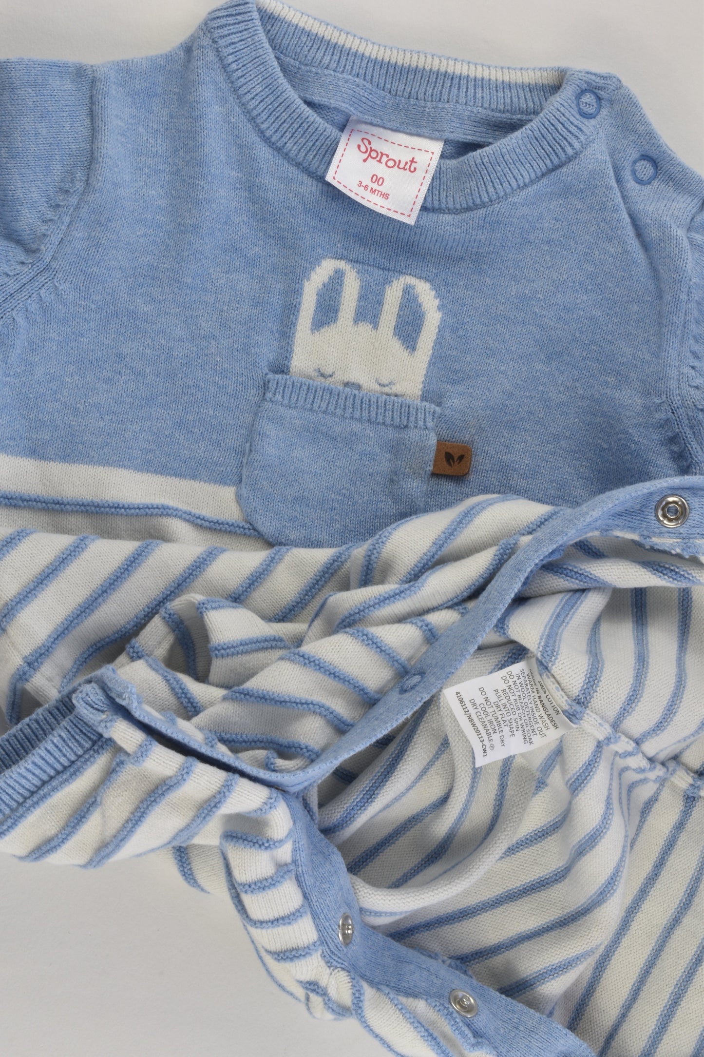 Sprout Size 00 (3-6 months) Bunny Knitted Romper