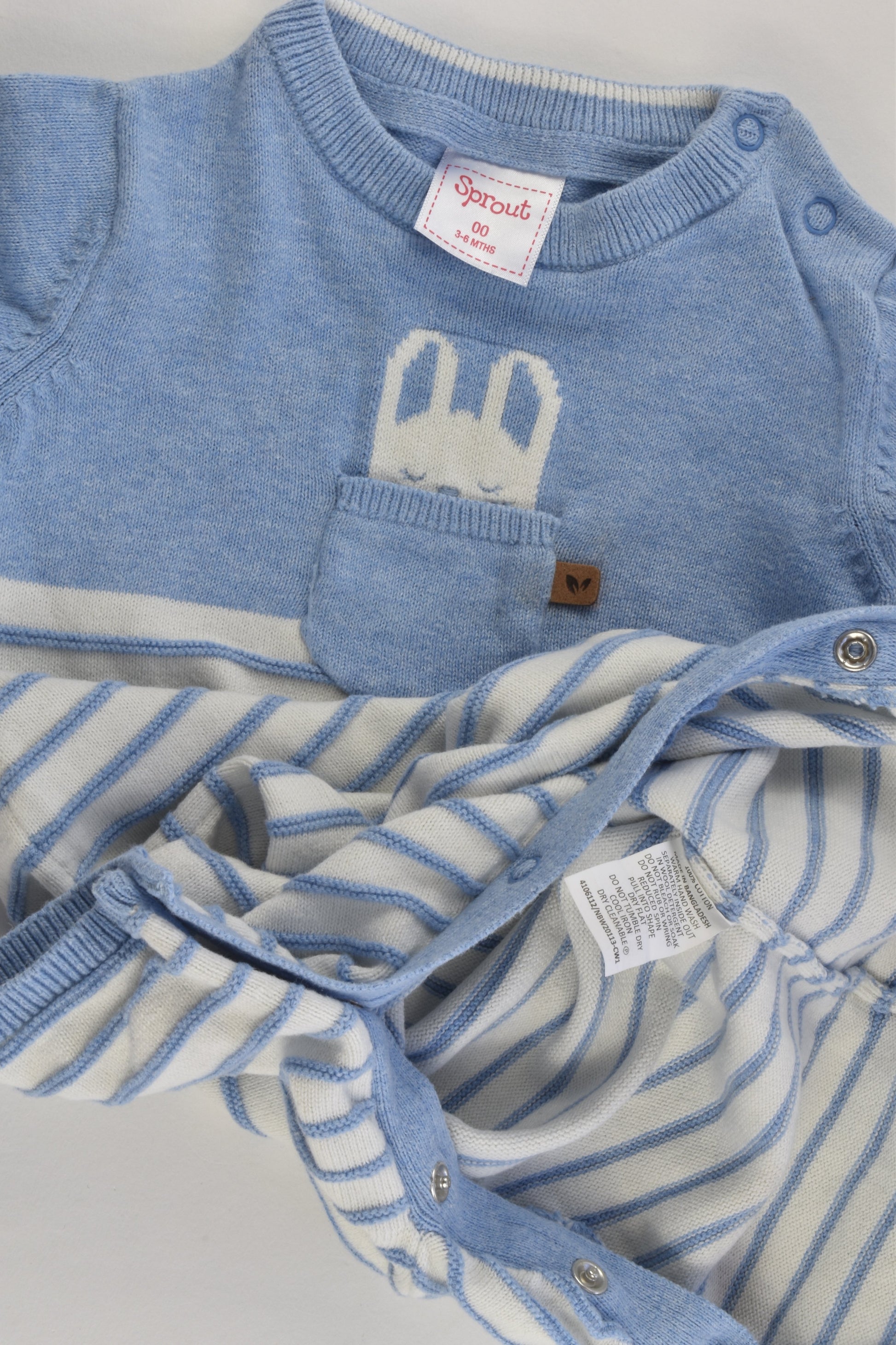Sprout Size 00 (3-6 months) Bunny Knitted Romper