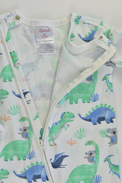 Sprout Size 00 (3-6 months) Koalas and Dinosaurs Footed Romper