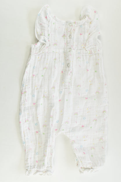 Sprout Size 00 (3-6 months) Rainbows Muslin Playsuit