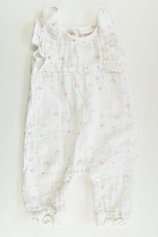 Sprout Size 00 (3-6 months) Rainbows Muslin Playsuit