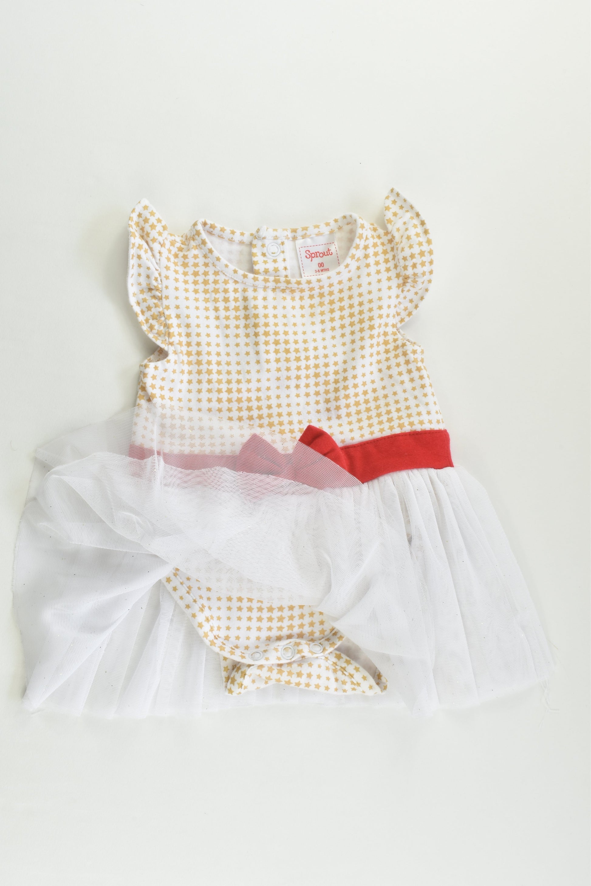 Sprout Size 00 (3-6 months) Stars Bodysuit with Tulle