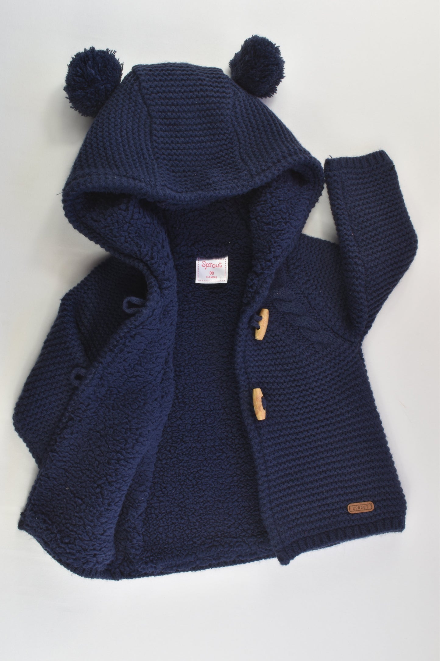 Sprout Size 00 (3-6 months) Warm Knitted Hooded Jumper