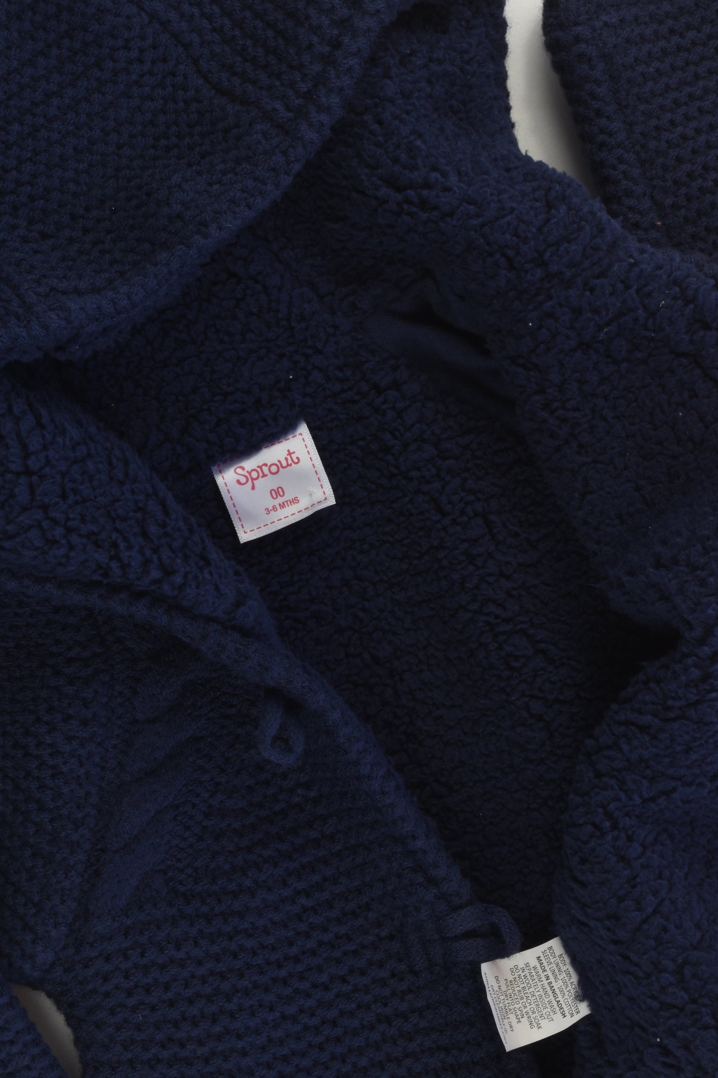 Sprout Size 00 (3-6 months) Warm Knitted Hooded Jumper
