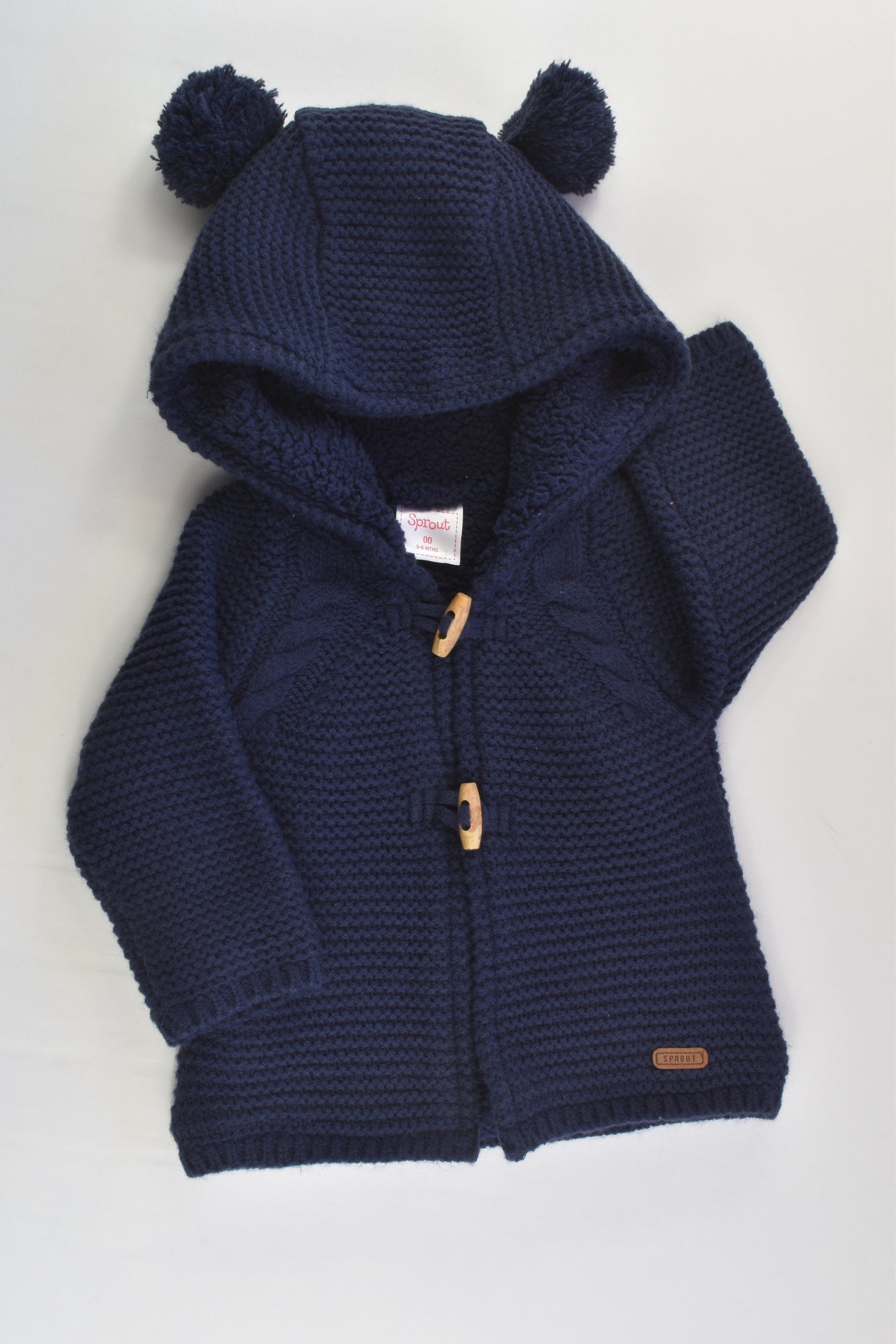 Sprout Size 00 (3-6 months) Warm Knitted Hooded Jumper