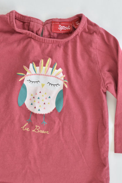 Sprout Size 00 "Be Brave" Owl Top