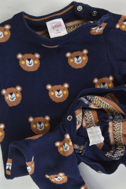 Sprout Size 00 Bears Knitted Romper