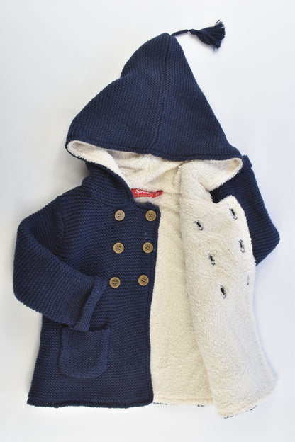 Sprout Size 00 (Generous sizing) Knitted Hooded Jumper with Fluffy Lining