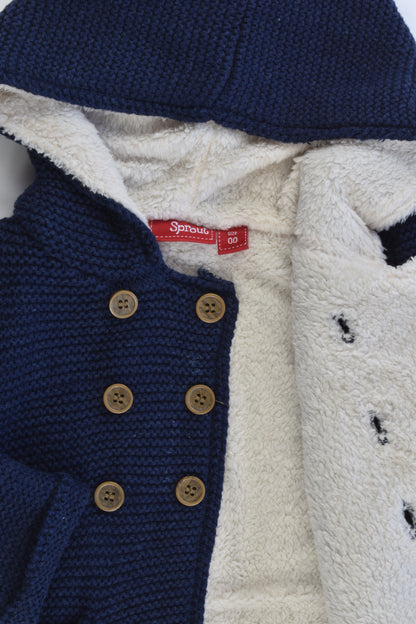 Sprout Size 00 (Generous sizing) Knitted Hooded Jumper with Fluffy Lining