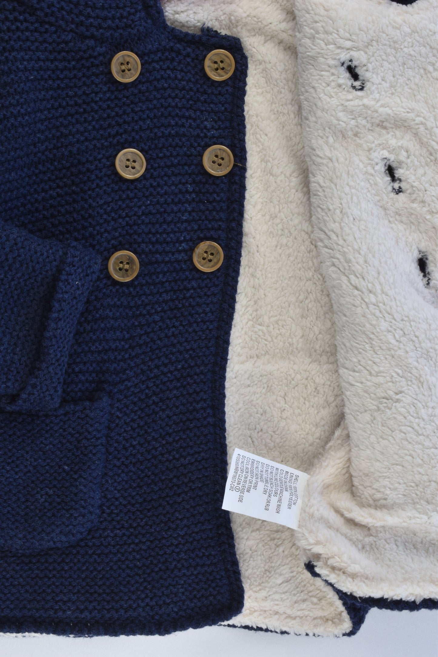 Sprout Size 00 (Generous sizing) Knitted Hooded Jumper with Fluffy Lining