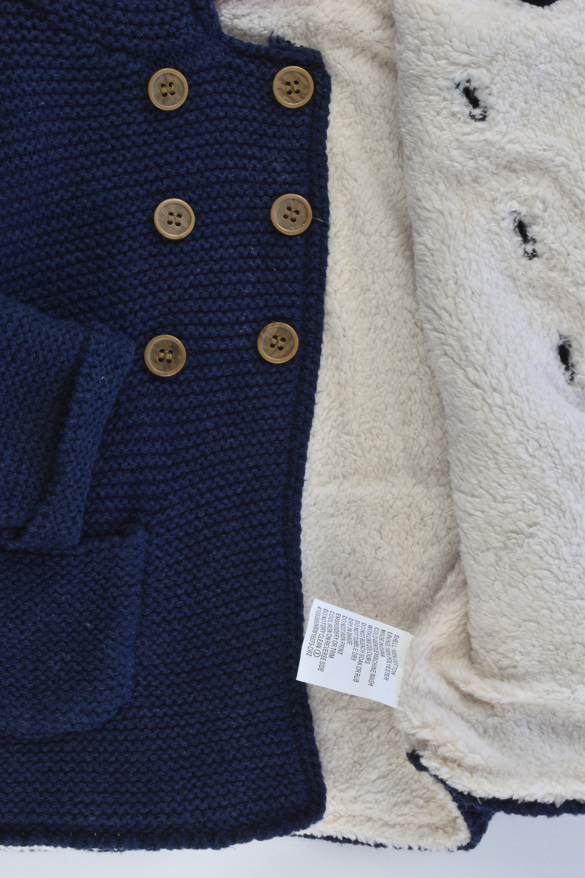 Sprout Size 00 (Generous sizing) Knitted Hooded Jumper with Fluffy Lining