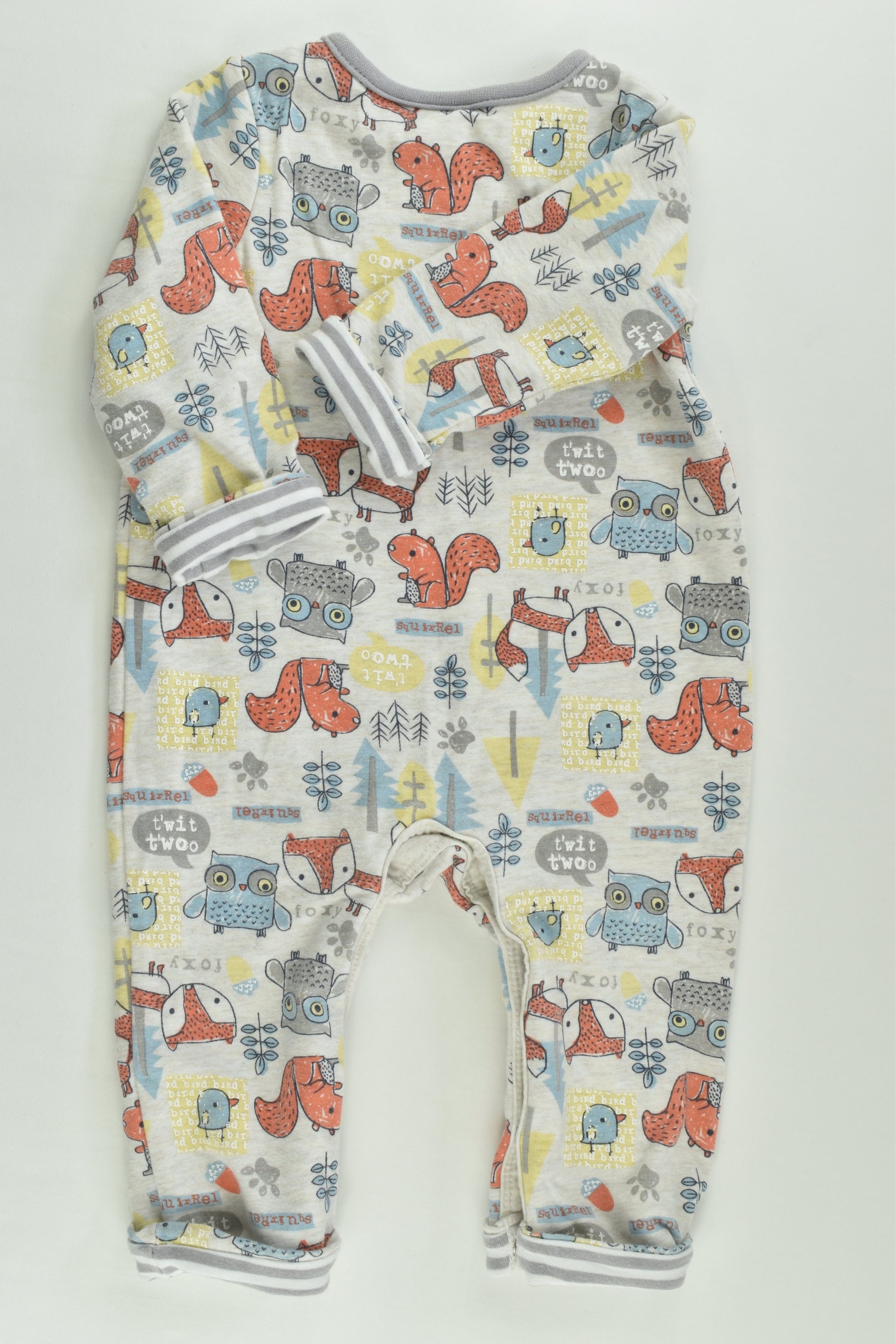 Sprout Size 00 Lined Forest Animals Romper