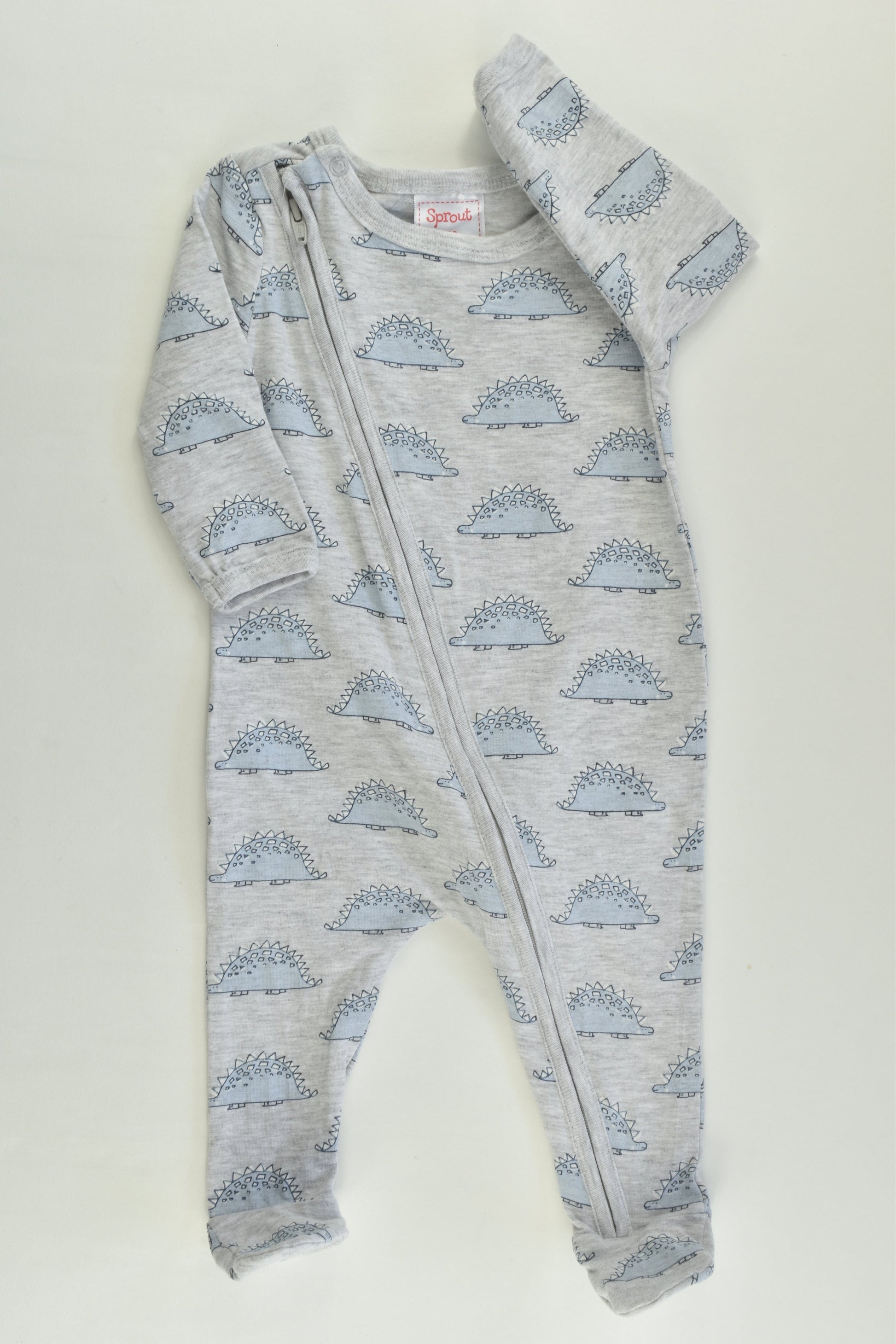Sprout Size 000 (0-3 months) Dinosaur Footed Romper