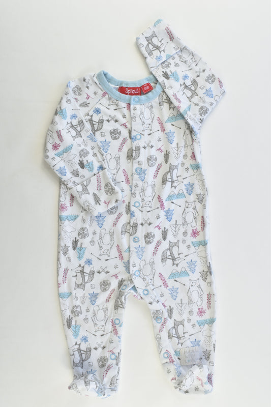 Sprout Size 000 Forest Animals Footed Romper