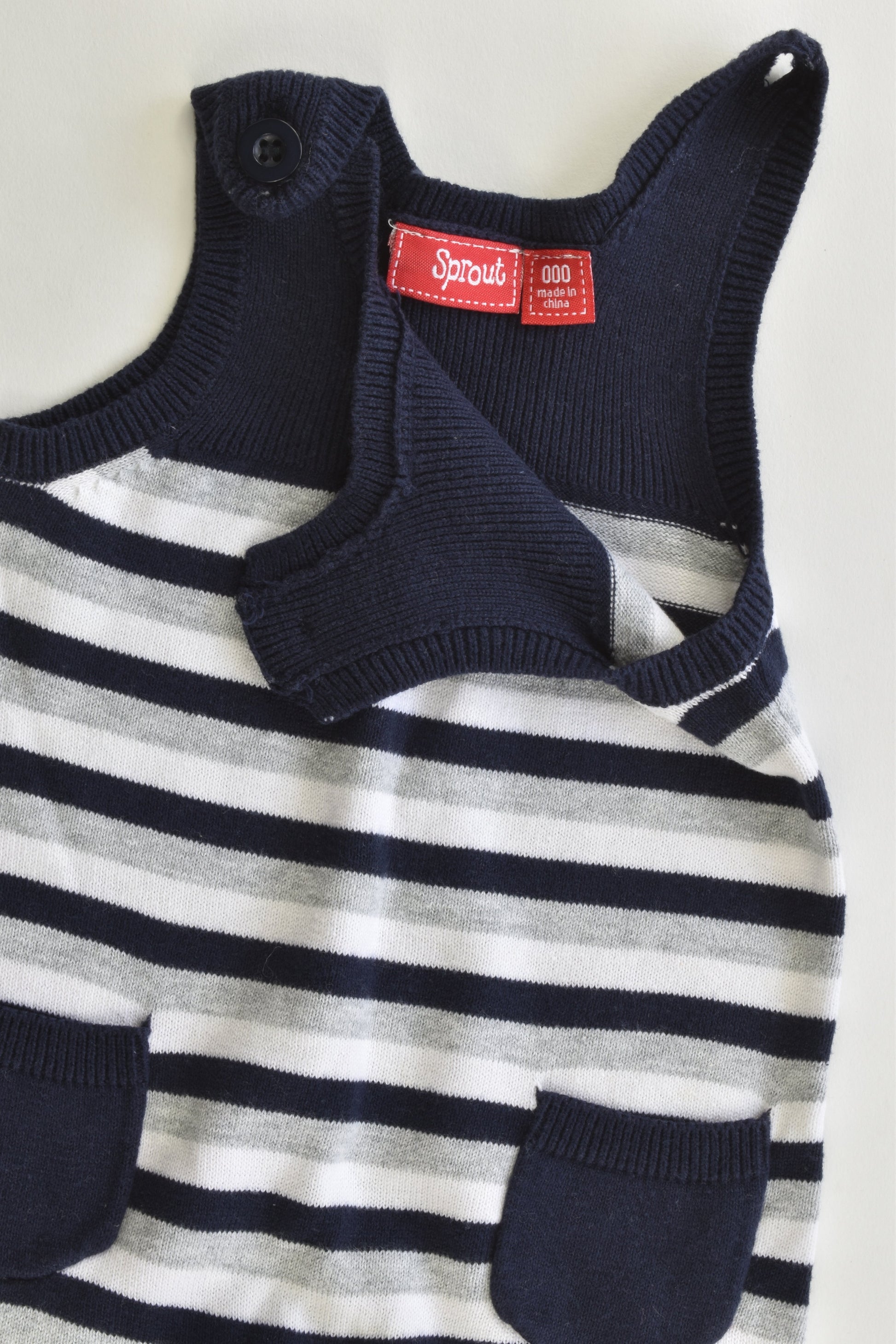 Sprout Size 000 Knitted Striped Overalls