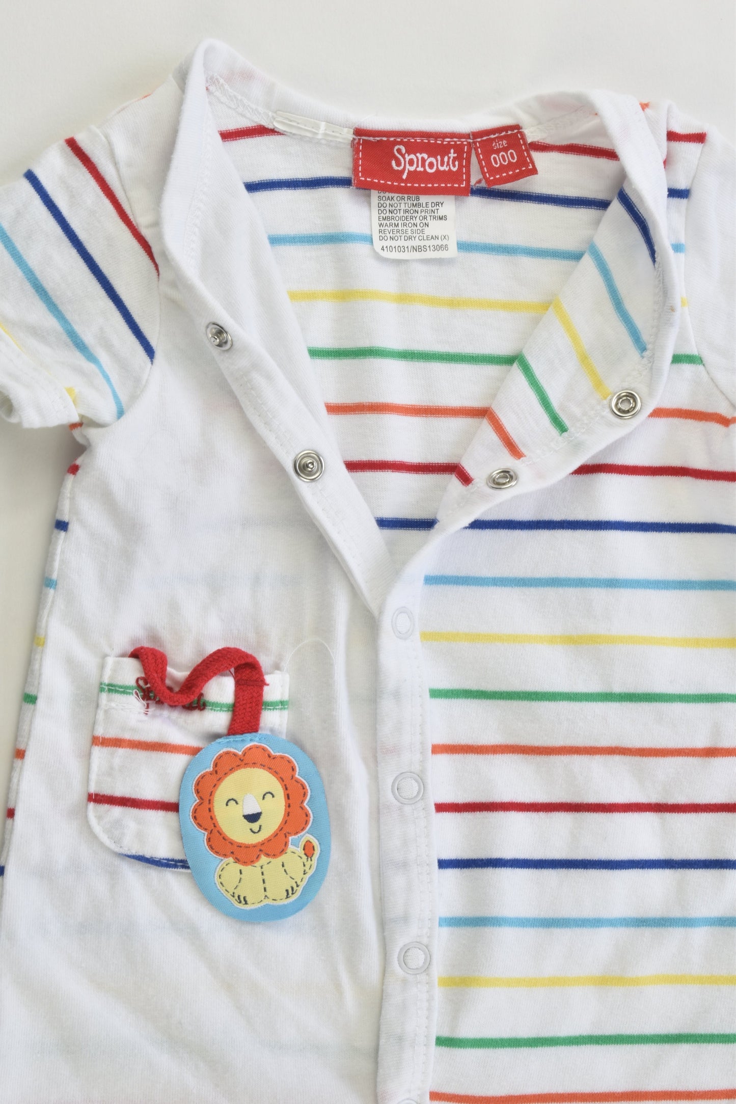 Sprout Size 000 Lion and Rainbow Stripes Short Romper