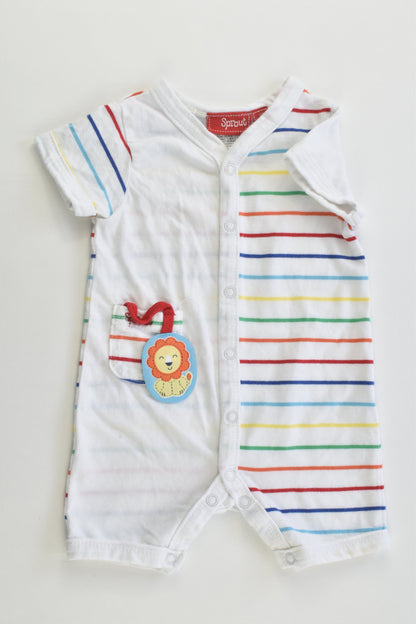 Sprout Size 000 Lion and Rainbow Stripes Short Romper