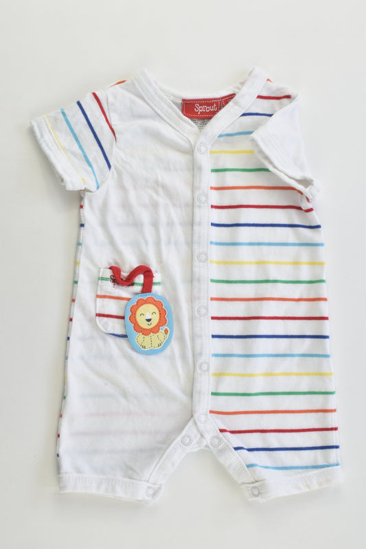 Sprout Size 000 Lion and Rainbow Stripes Short Romper