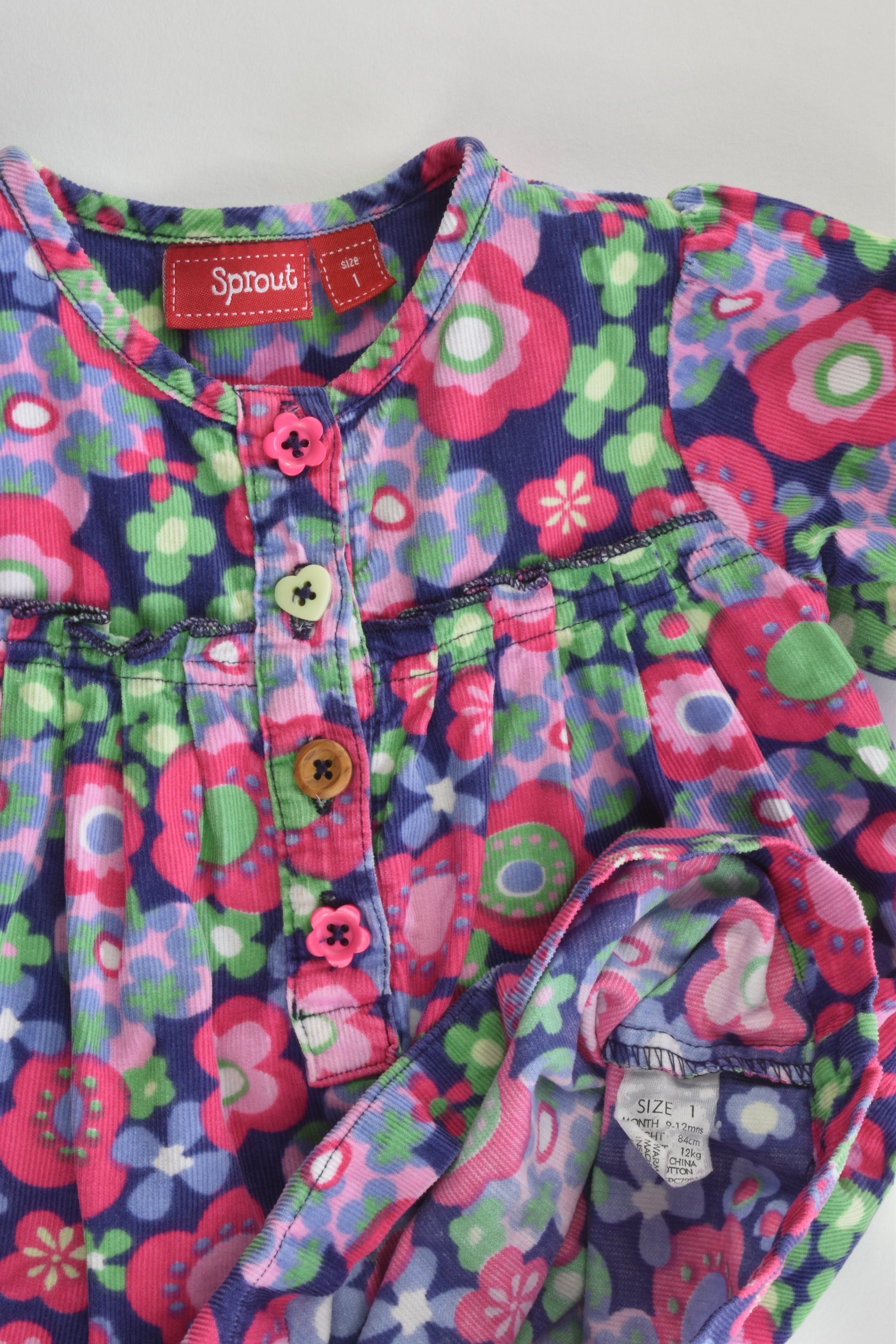 Sprout Size 1 Floral Cord Dress