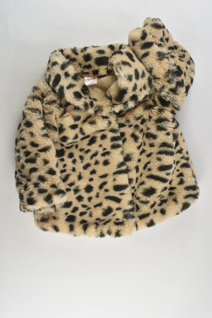 Sprout Size 1 Soft and Fluffy Lined Leopard Jacket