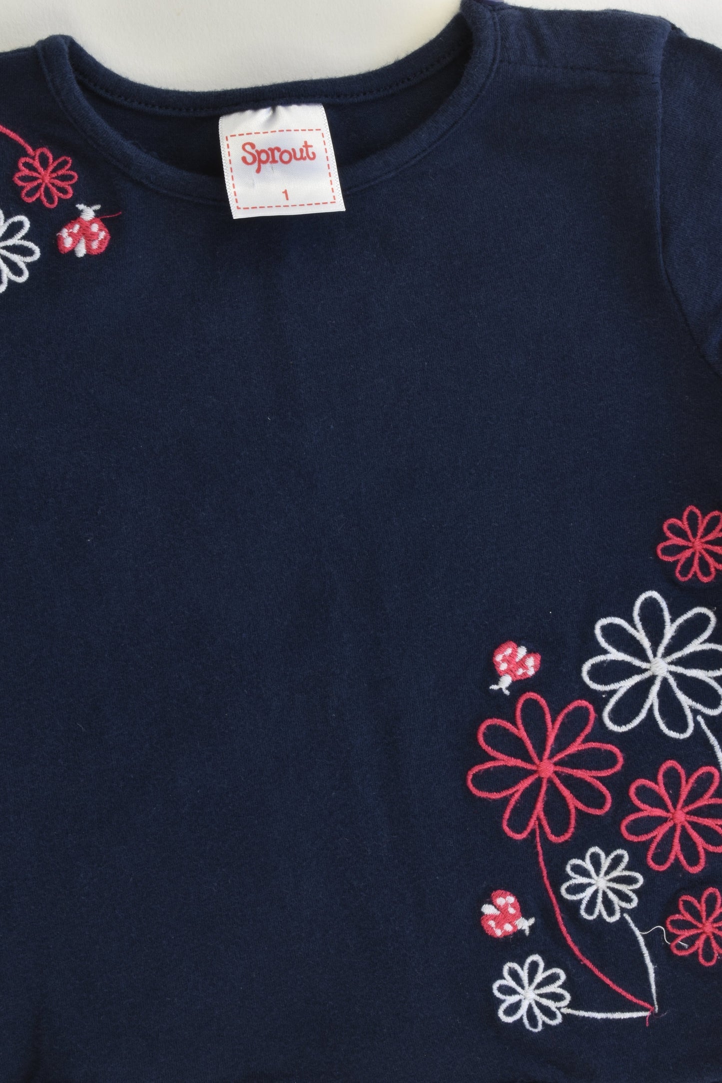 Sprout Size 1 Top with Floral Details and Ruffle Hem